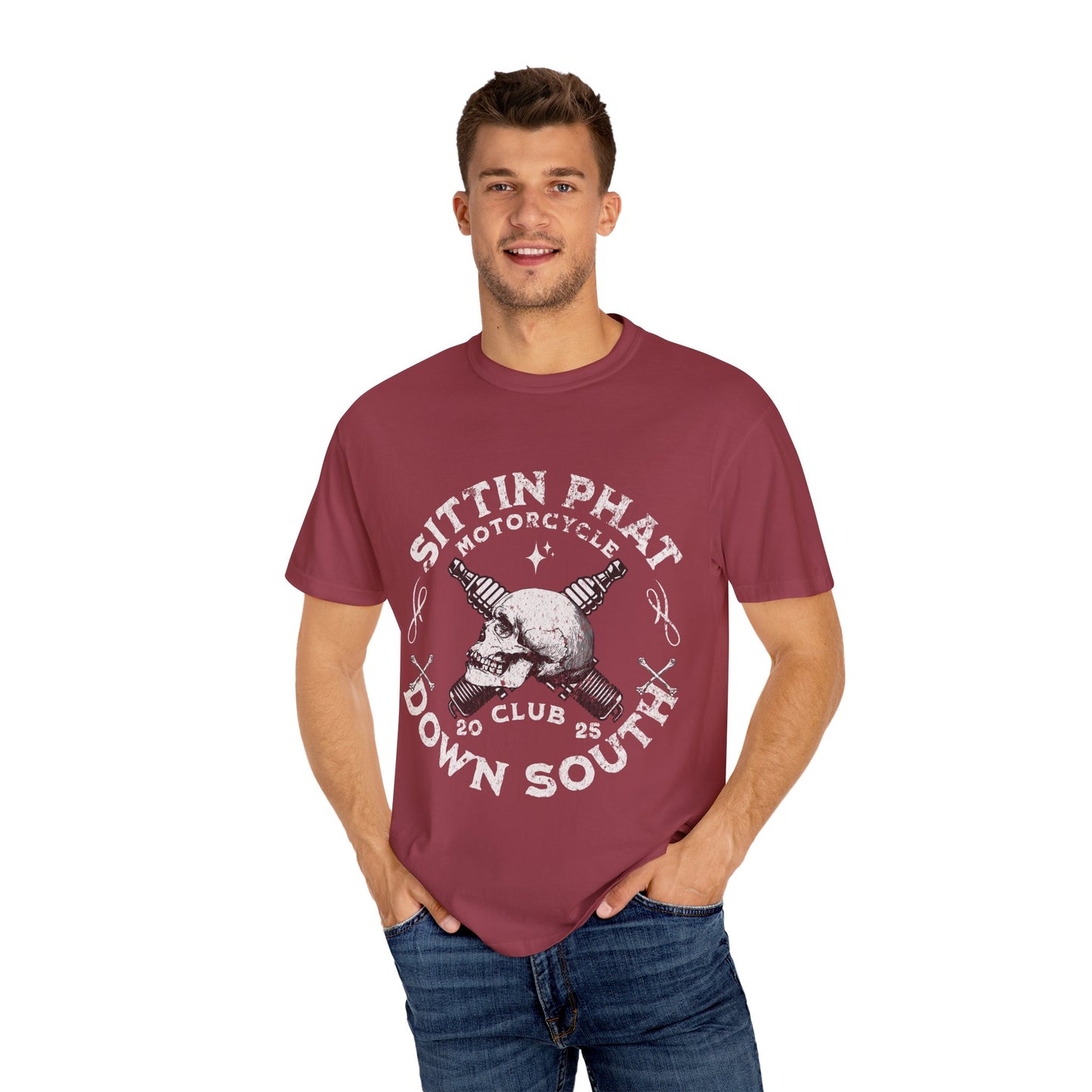 Motorcycle Club T-Shirt - Sittin Phat Down South, Skulls and Parts