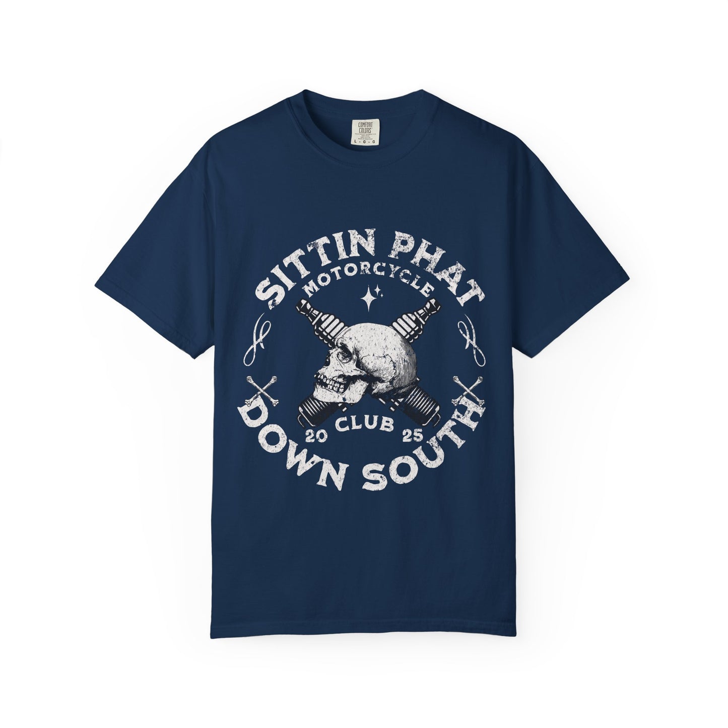 Motorcycle Club T-Shirt - Sittin Phat Down South, Skulls and Parts