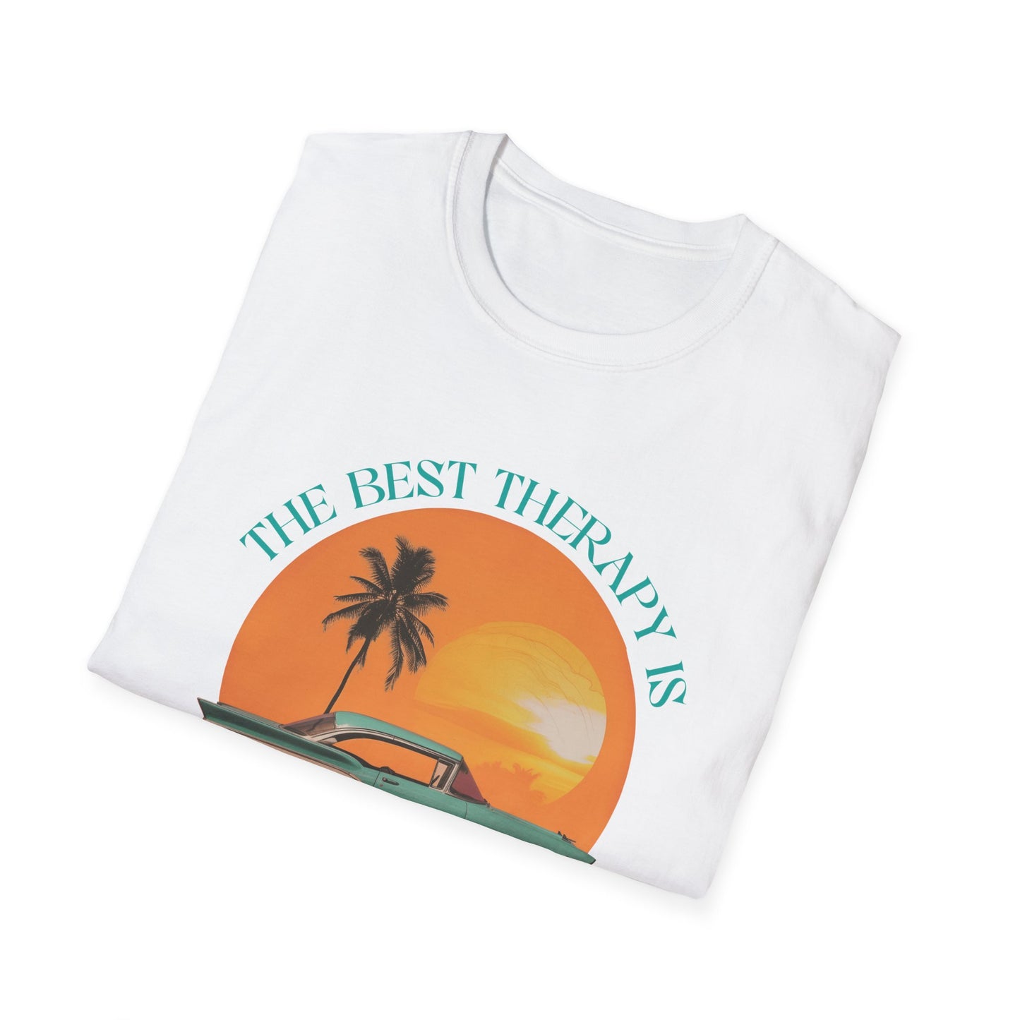 Vintage Car Therapy, Long Drives and Loud Music Unisex T-Shirt