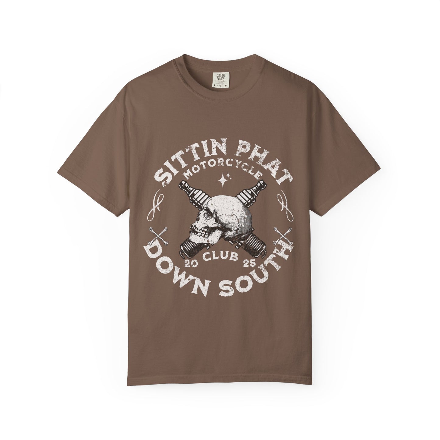 Motorcycle Club T-Shirt - Sittin Phat Down South, Skulls and Parts