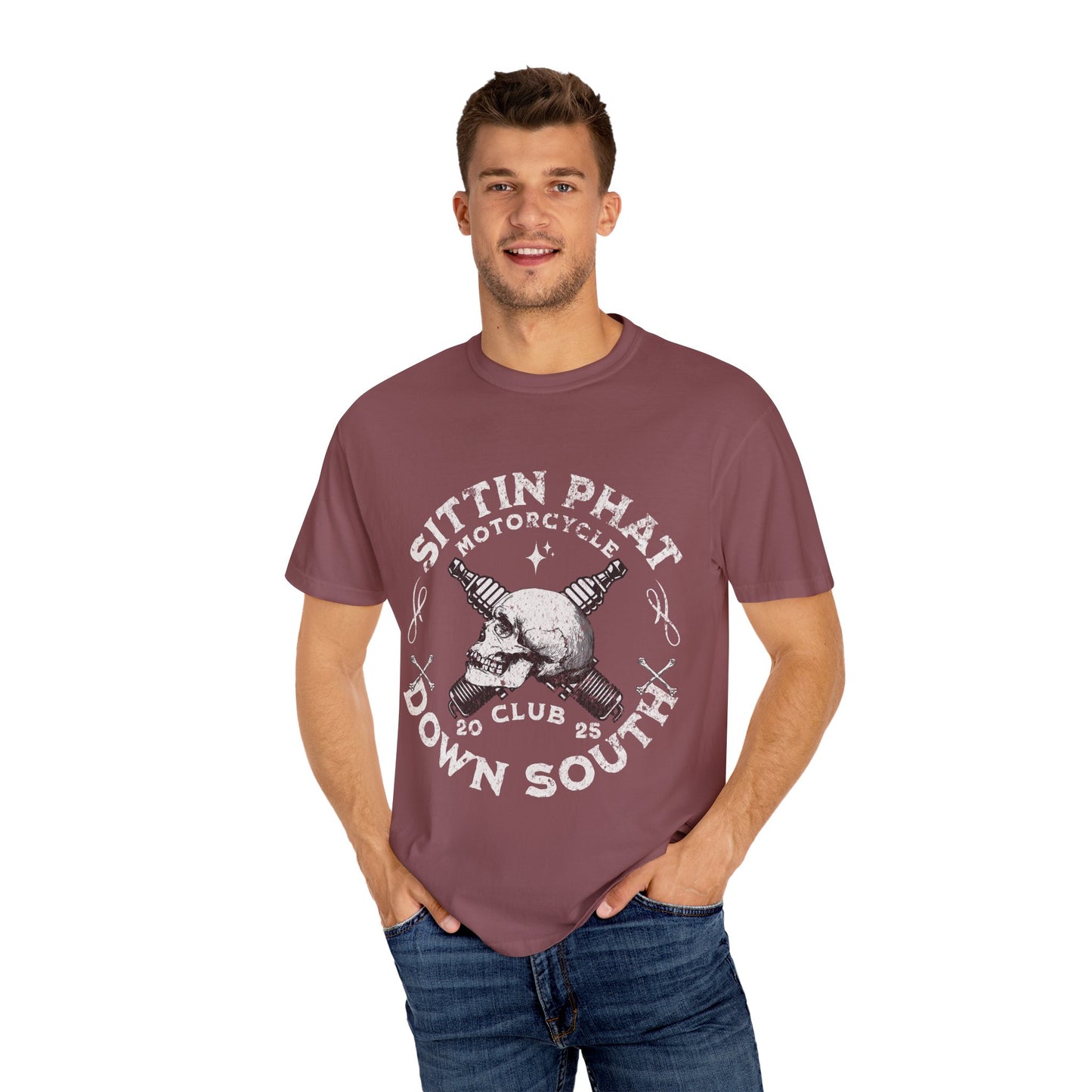 Motorcycle Club T-Shirt - Sittin Phat Down South, Skulls and Parts