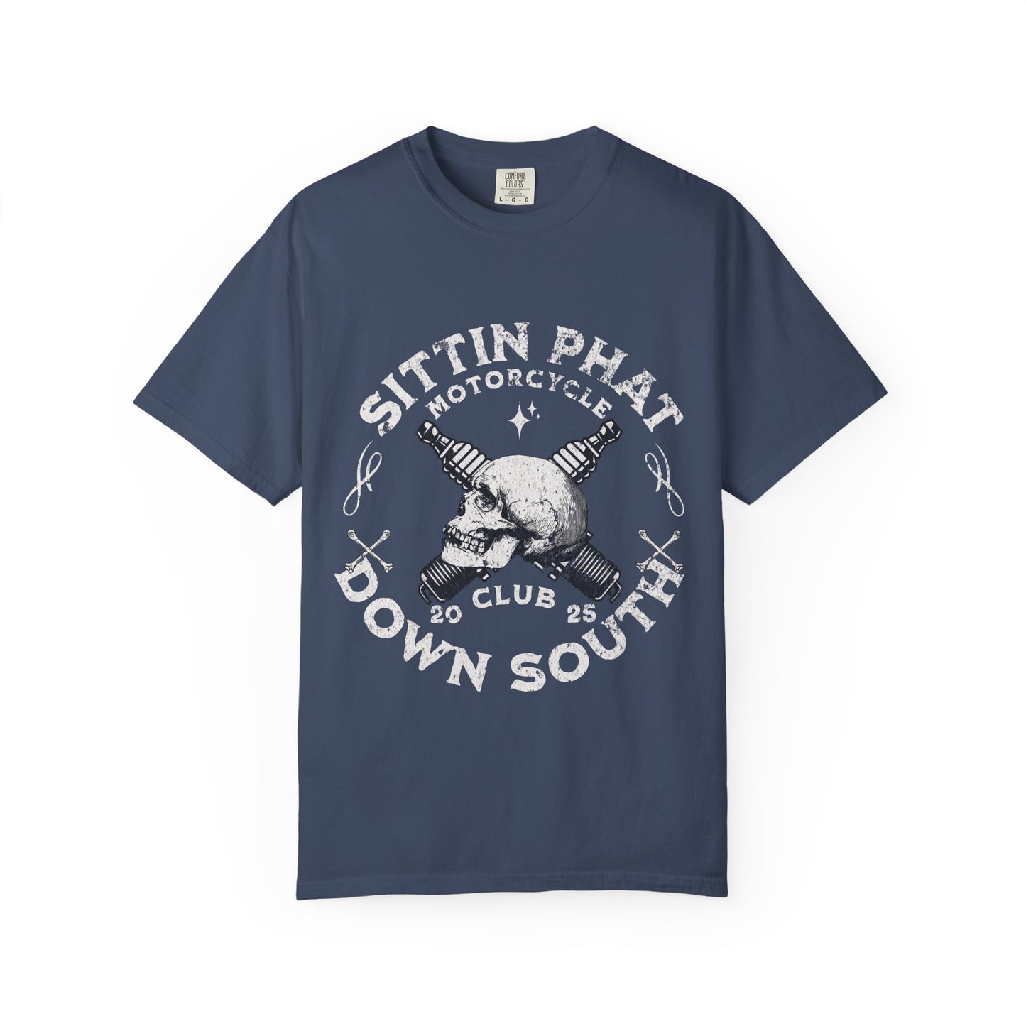 Motorcycle Club T-Shirt - Sittin Phat Down South, Skulls and Parts