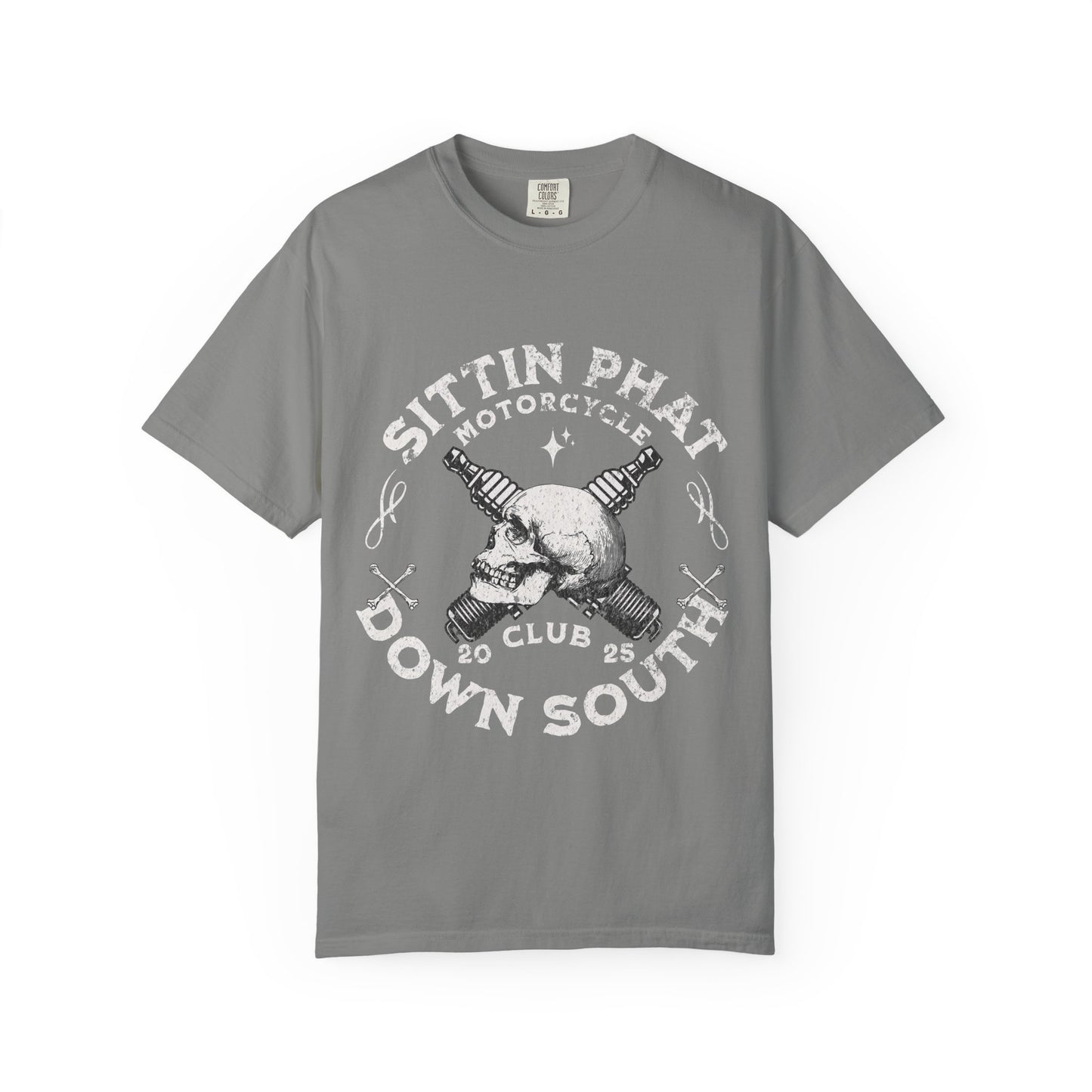 Motorcycle Club T-Shirt - Sittin Phat Down South, Skulls and Parts