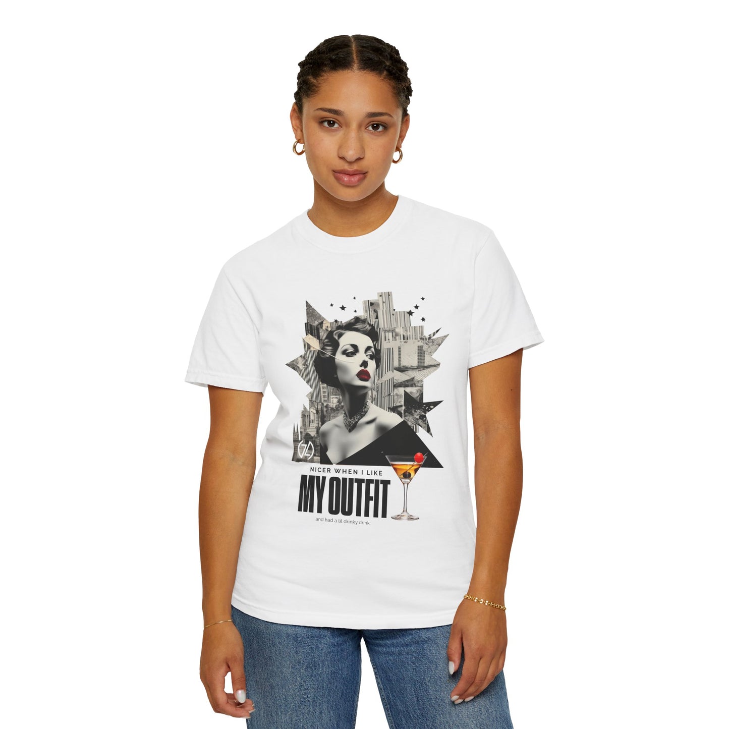 Chic Graphic Tee - 'My Outfit' Design, Fashion and Alcohol