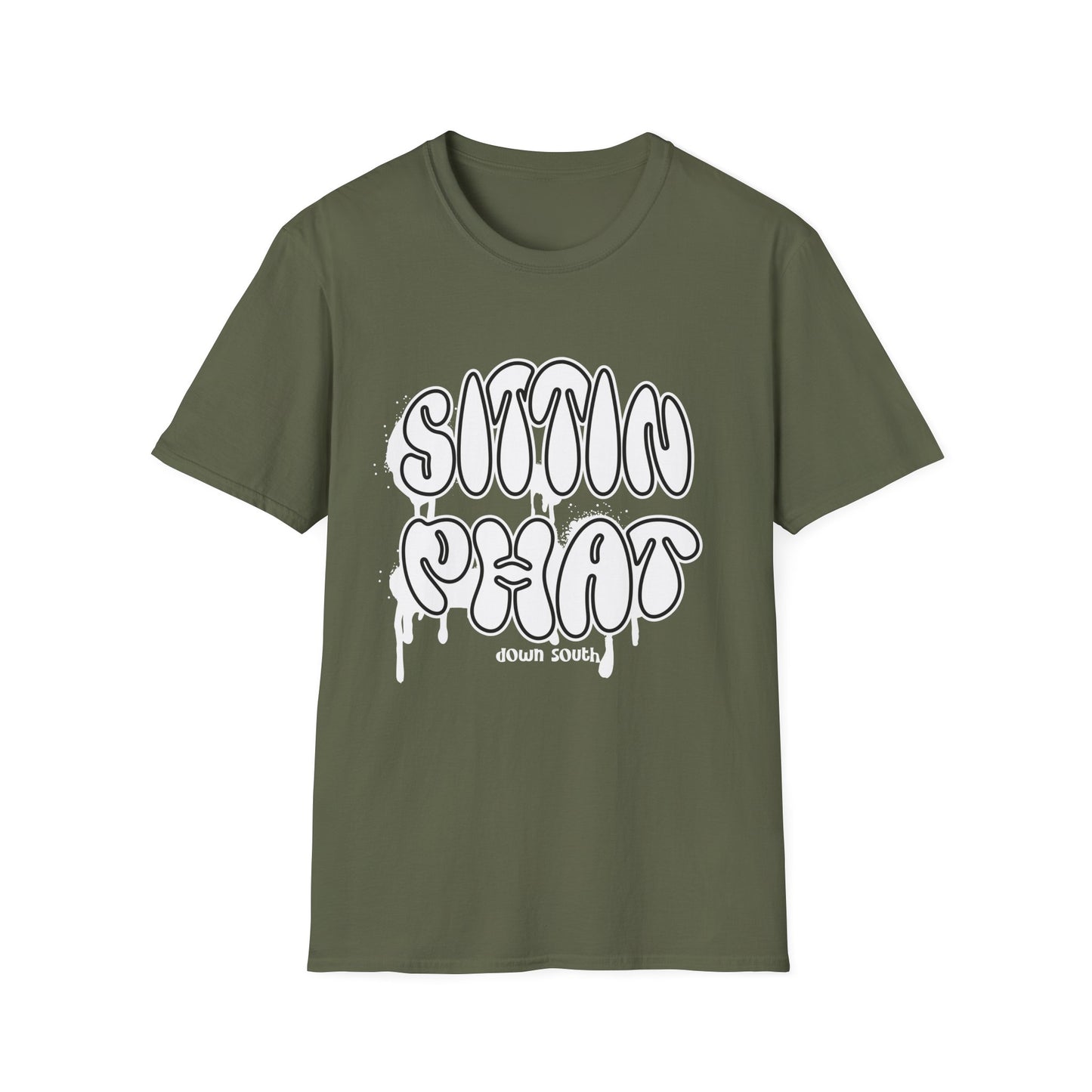 Sittin Phat Down South Retro, Drippy, Graffiti Unisex Softstyle T-Shirt