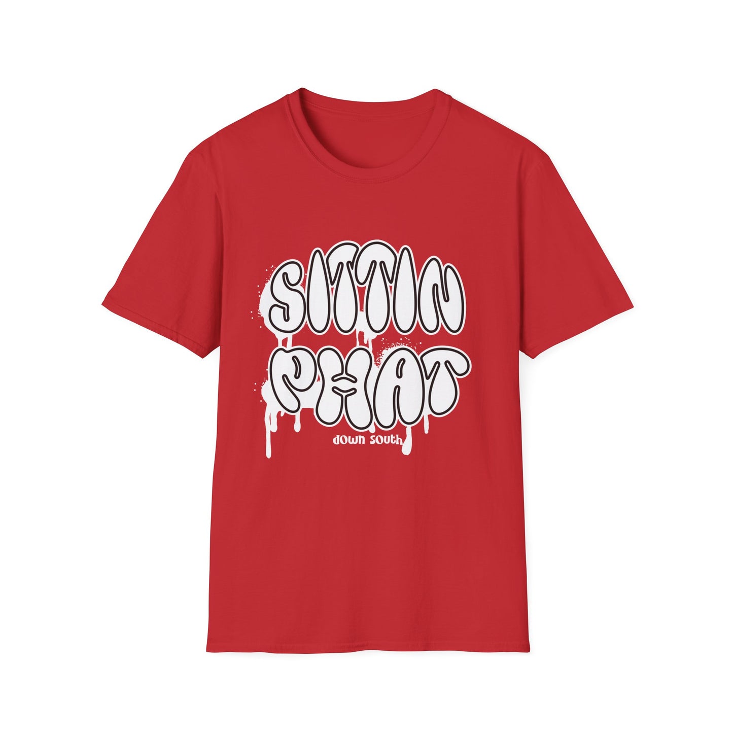 Sittin Phat Down South Retro, Drippy, Graffiti Unisex Softstyle T-Shirt