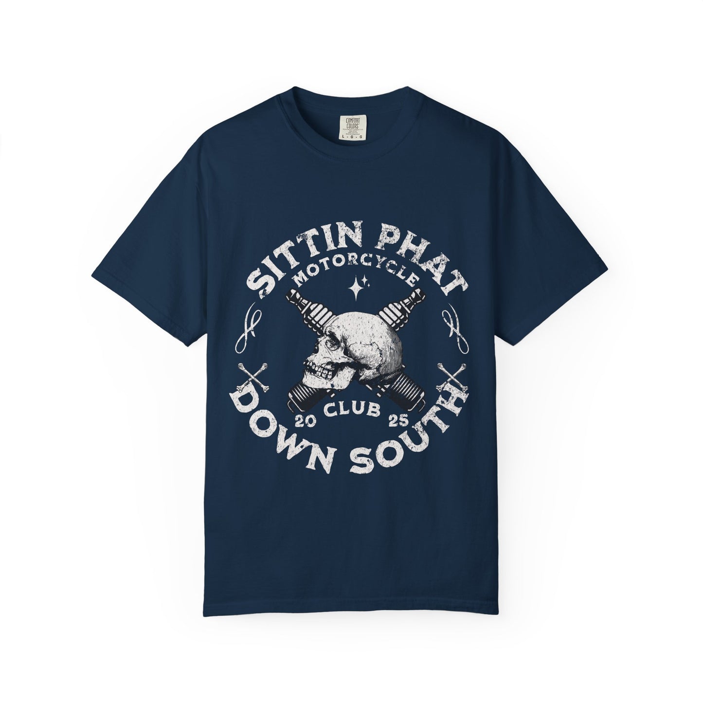 Motorcycle Club T-Shirt - Sittin Phat Down South, Skulls and Parts
