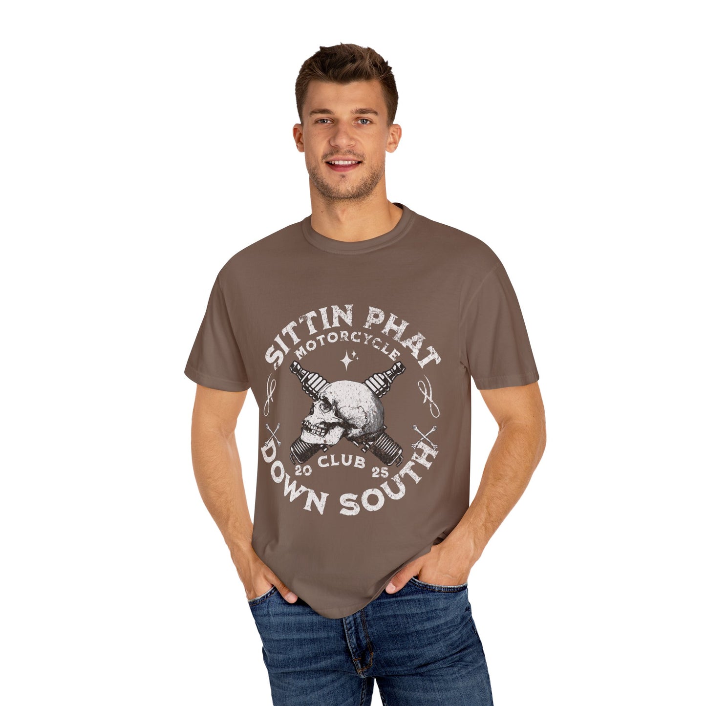 Motorcycle Club T-Shirt - Sittin Phat Down South, Skulls and Parts