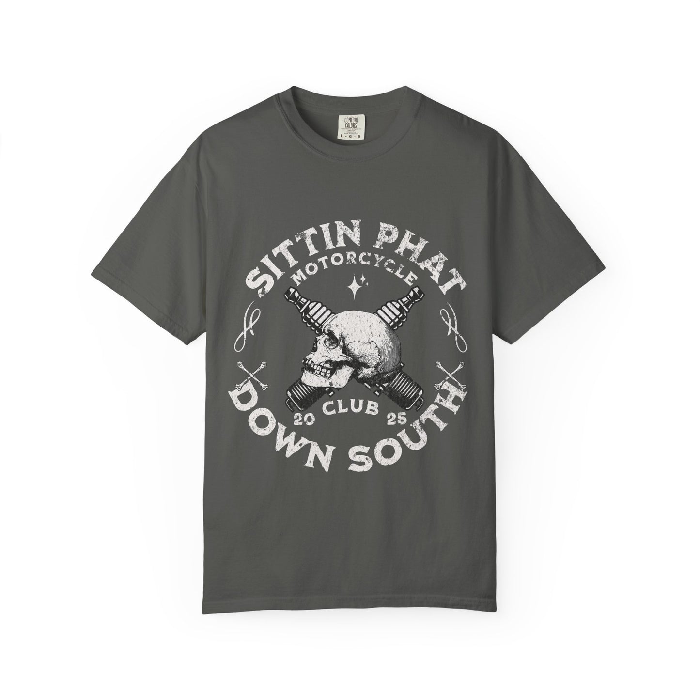 Motorcycle Club T-Shirt - Sittin Phat Down South, Skulls and Parts