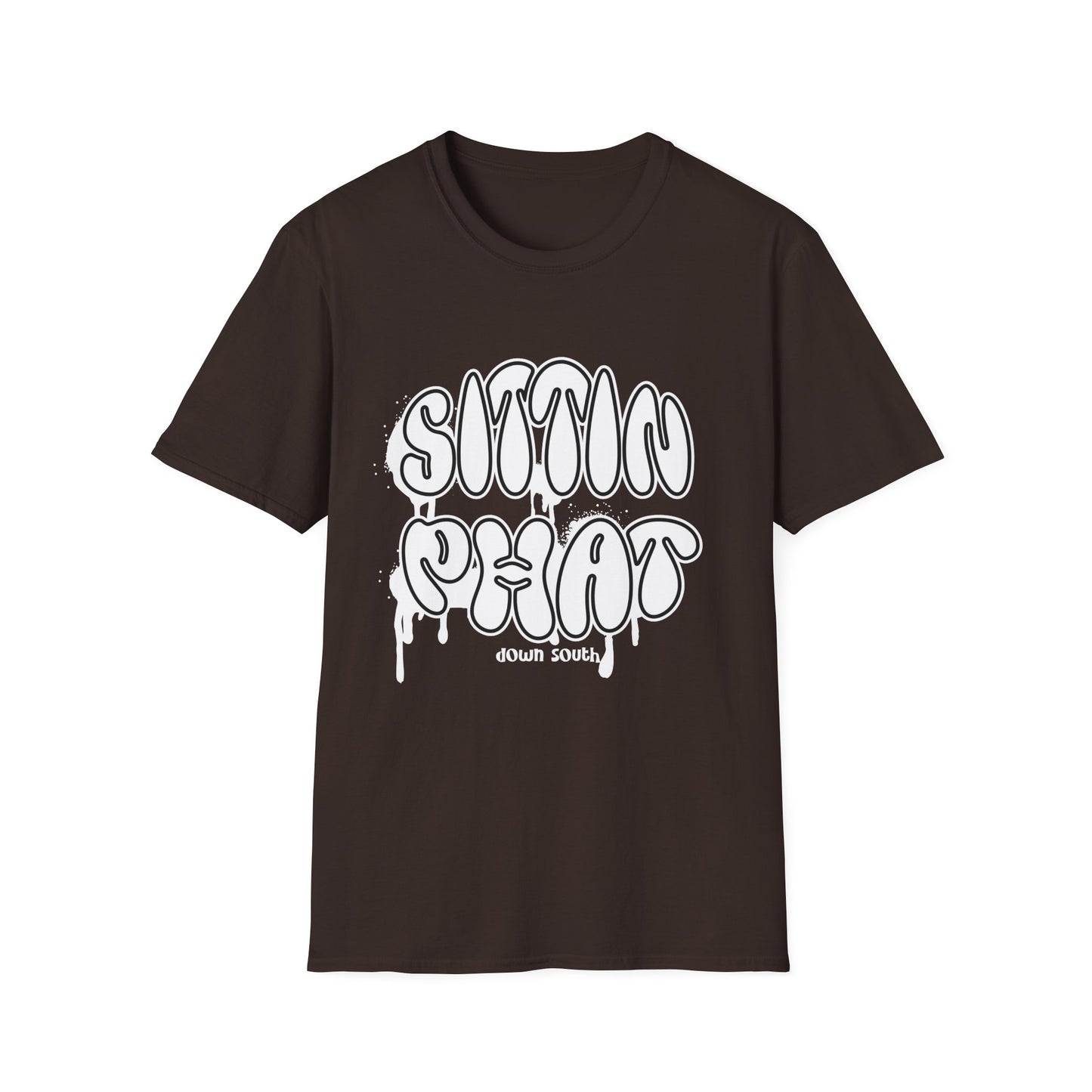 Sittin Phat Down South Retro, Drippy, Graffiti Unisex Softstyle T-Shirt